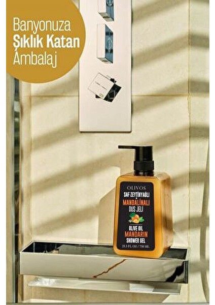 Doğal Zeytinyağlı Mandalina Kokulu Banyo Duş Jeli Zeytinyağı Mandalinalı Nemlendirici 2 Adet 750ML
