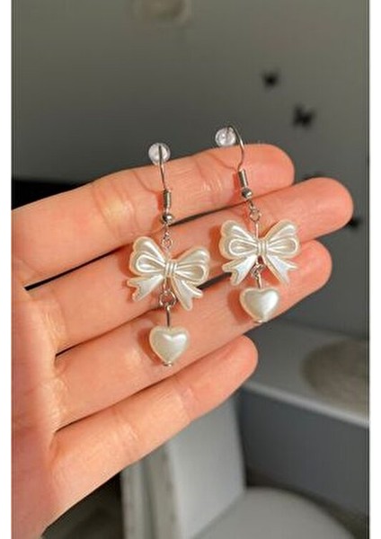 Coquette Aesthetic Incili Fiyonk Küpe