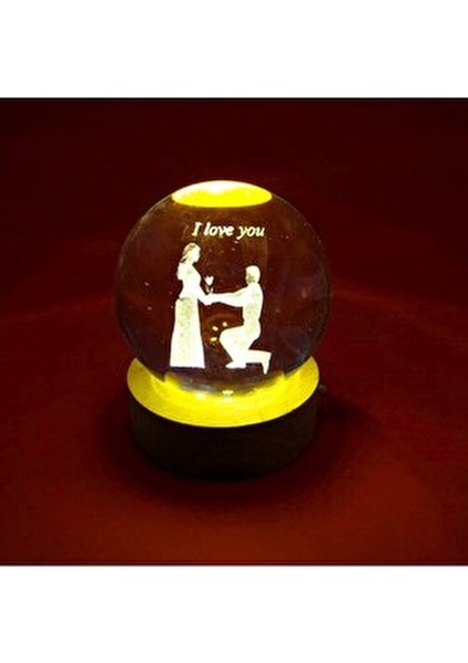 Ahşap Stand'lı Evlilik Teklif Eden Işıklı Cam Küre ve Damla Kolye fiyatları