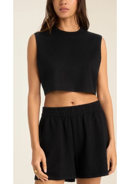 Bağcıklı Yırtmaç Detaylı Eşofman Şort