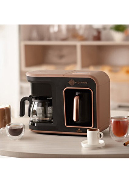 Cam Demlikli Közde Türk Kahvesi, Sütlü Türk Kahvesi, Sütlü Içecek, Filtre Kahve ve Çay Demleme