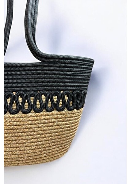 Hasır Jüt Çanta Kadınlar İçin Vegan Pamuk ve Jüt Materyal ile Plaj Kullanımı fırsatları