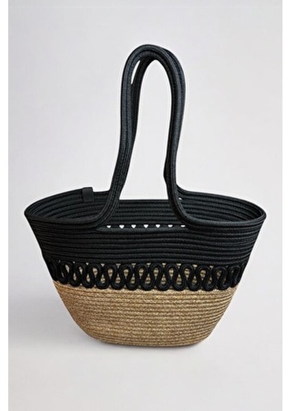 Hasır Jüt Çanta Kadınlar İçin Vegan Pamuk ve Jüt Materyal ile Plaj Kullanımı indirimleri