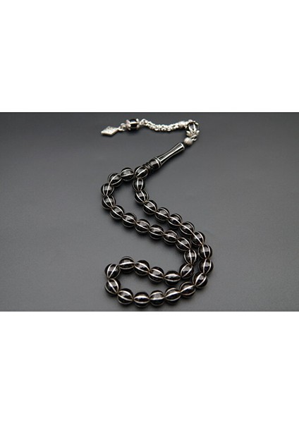 8'lı Yuvarlak Kesim Gümüş Yarma Işleme Oltu Taşı Tesbih ST000149 indirimleri