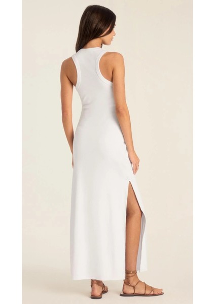 Yırtmaçlı Halter Yaka Atlet Kesim Ribana Elbise modelleri