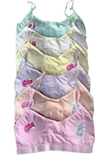 Genç Kız Ip Askılı Pedli Alıştırma Sütyeni Yarım Atlet Büstiyer 6'lı