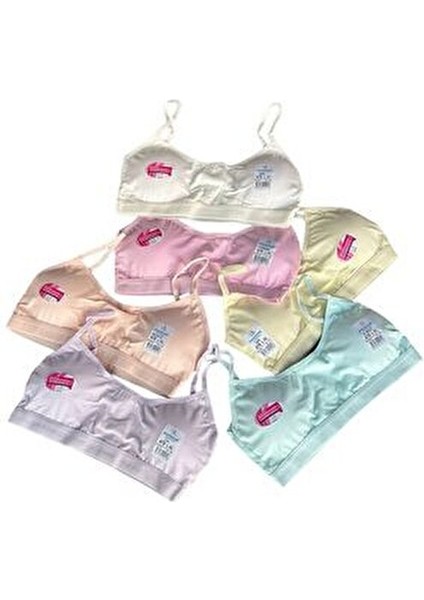Genç Kız Ip Askılı Pedli Alıştırma Sütyeni Yarım Atlet Büstiyer 6'lı modelleri