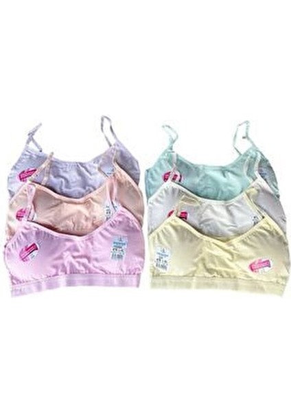 Genç Kız Ip Askılı Pedli Alıştırma Sütyeni Yarım Atlet Büstiyer 6'lı indirimleri