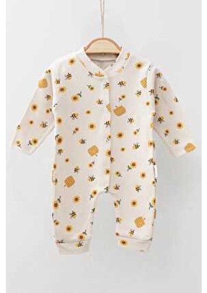Unısex Bebek Safari ve Arı Baskılı Çıtçıtlı Yenidoğan Bebek Tulumu %100 Pamuk Esnek 1-3-6 Aylık modelleri