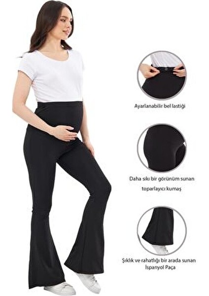MYRA8120 Toparlayıcı Ince Dalgıç Ispanyol Paça Beli Ayarlanabilir Hamile Tayt