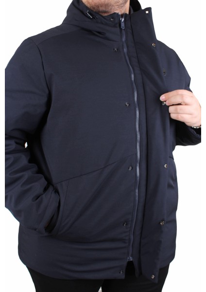 Mocgrande Erkek Büyük Beden Kapüşonlu Mont Lujo 2504 Lacıvert modelleri