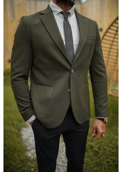 Özel Tasarım Mono Yaka Torba Cep Detaylı Ceket