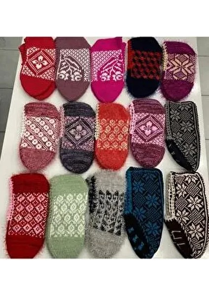 Kadın Patik Karışık 15'li Örme Kumaş Desenli Standart Kalıp Çeyizlik Bohçalık