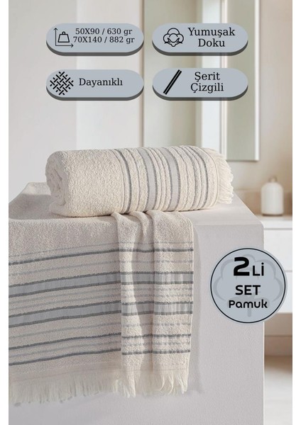 Retro %100 Pamuk 2’li Havlu Takımı - 50X90, 70X140 fiyatları