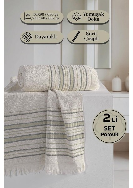 Retro %100 Pamuk 2’li Havlu Takımı - 50X90, 70X140 fırsatları
