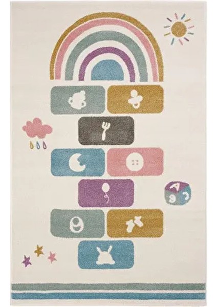 Cool Kids 25 Pastel Çocuk Odası Halısı Hav Toz Vermez Yumuşak Dokulu Bebek Odası Halısı