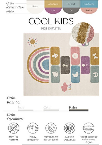 Cool Kids 25 Pastel Çocuk Odası Halısı Hav Toz Vermez Yumuşak Dokulu Bebek Odası Halısı fiyatları