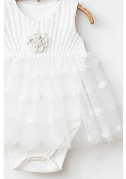 Gül Nakışlı Tüllü Çıtçıtlı Zıbın Elbise (%100 Pamuk) fırsatları