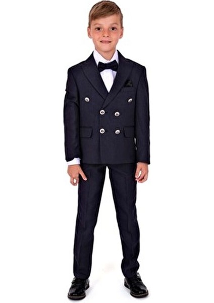 Kruvaze Italyan Kesim Montero Erkek Çocuk Takım Elbise MNK5689 Lacivert