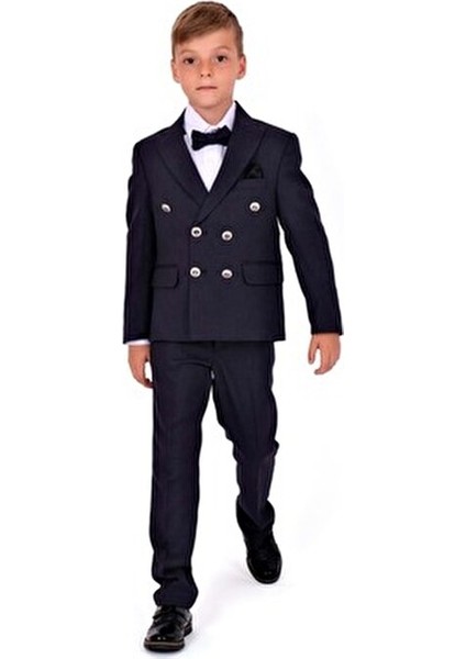 Kruvaze Italyan Kesim Montero Erkek Çocuk Takım Elbise MNK5689 Lacivert modelleri