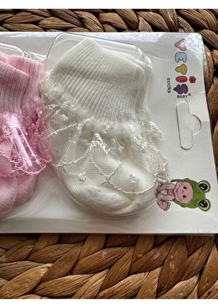 3 Lü Set Kombin Yenidoğan Pamuklu Kız Bebek Dantel Fırfırlı Patik Çorap fırsatları