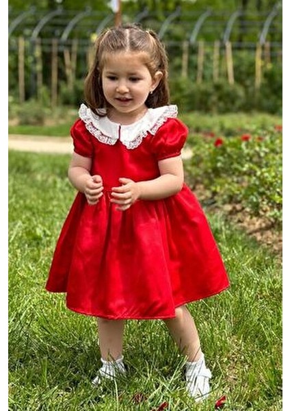 Kız Bebek Elbise Kız Çocuk Elbise Doğum Günü Parti Düğün Elbise Dantelli Kısa Kol astarlı elbise