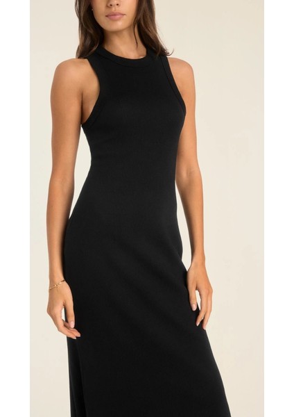 Yırtmaçlı Halter Yaka Atlet Kesim Ribana Elbise fırsatları