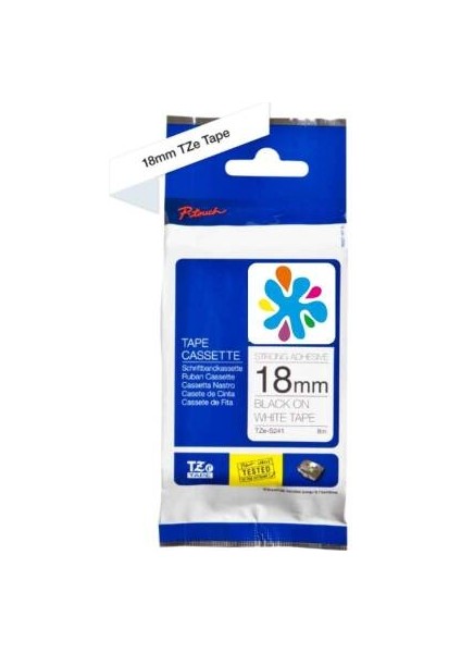 TZE-S241 Beyaz Lamine Muadil Etiket 18MM