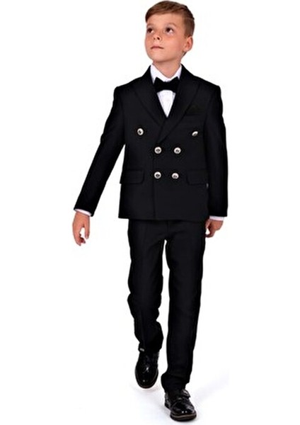 Kruvaze Italyan Kesim Montero Erkek Çocuk Takım Elbise MNK5689 Siyah fiyatları