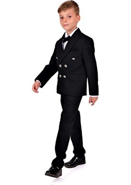 Kruvaze Italyan Kesim Montero Erkek Çocuk Takım Elbise MNK5689 Siyah modelleri