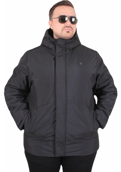 Mocgrande Erkek Büyük Beden Kapüşonlu Mont Lujo 2504 Sıyah