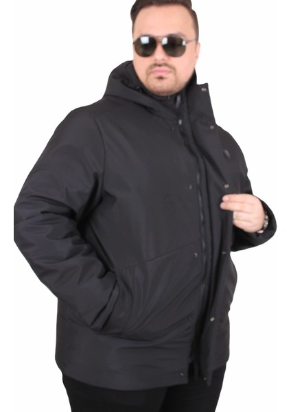 Mocgrande Erkek Büyük Beden Kapüşonlu Mont Lujo 2504 Sıyah fiyatları