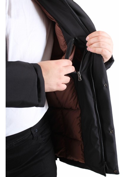 Mocgrande Erkek Büyük Beden Kapüşonlu Mont Lujo 2504 Sıyah modelleri