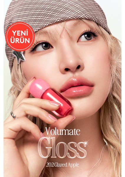 Pigmentli, Parlak Bitişli Dolgunlaştırıcı Lip Gloss Clıo Volumate Gloss 202 Glazed Apple