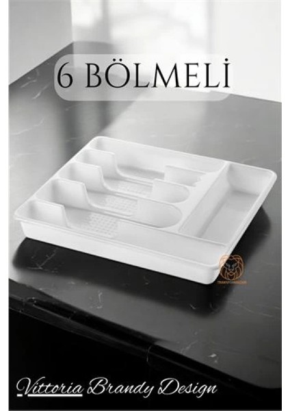 Çekmece İçi Kaşıklık Kepçelik 6 Gözlü BEYAZ