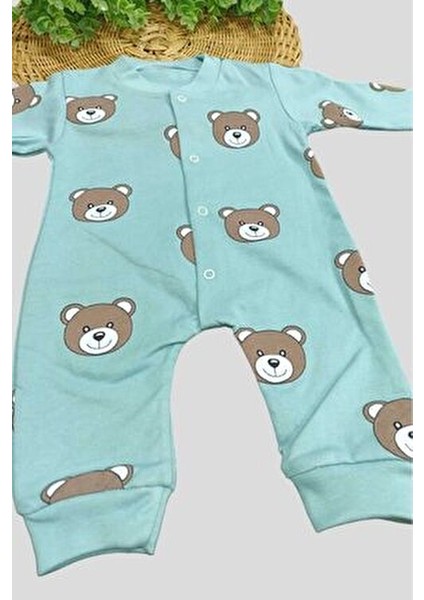 Unısex Bebek Ayıcıklı Baskılı Çıtçıtlı Yenidoğan Bebek Tulumu %100 Pamuk Esnek 1-3-6 Aylık fiyatları