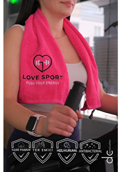 Nakışlı Sporcu Havlusu Pamuklu, Anti Bakteriyel, Ter Emici Fitness Plates Boks Tenis Spor Havlusu
