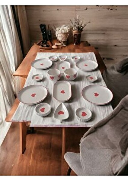 4 Kişilik 16 Parça Kalpli Kahvaltı Seti modelleri