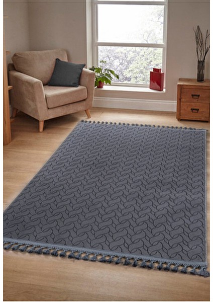 Oslo Vl Premium Yıkanabilir Kaymaz Tabanlı Saçaklı Kesme Rulo Halı Yolluk Antrasit 4001 fiyatları