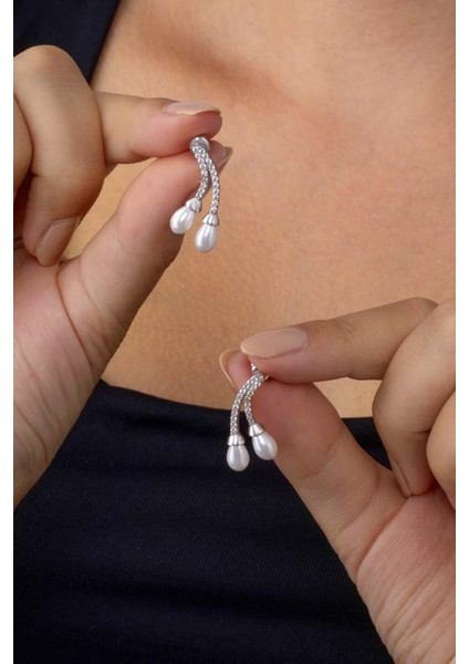 Inci Taneli Beyaz Altın Kaplama Kadın 925 Ayar Gümüş Küpe fiyatları