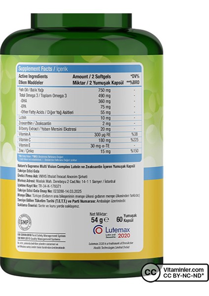 Vision Complex 60 Kapsül modelleri