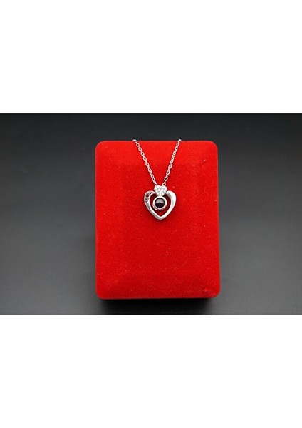 925 Ayar Gümüş 100 Dilde Love Kalpli Kadın Kolye SK00046