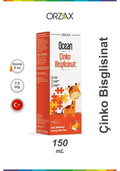 Ocean Çinko Bisglisinat Şurup 150 ml - Muz Aromalı