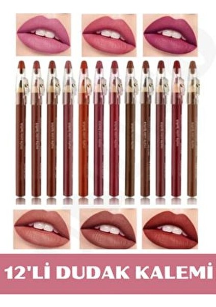 Dudak Kalemi Matte Color Lipstick Jumbo Kalın Kalem Ruj Waterproof 12LI Set