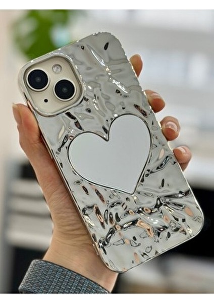 Iphone 13 - 14 ve 15 Uyumlu Platin Aynalı Kabartma Parlak Silikon Kılıf fiyatları