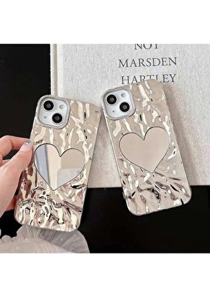 Iphone 13 - 14 ve 15 Uyumlu Platin Aynalı Kabartma Parlak Silikon Kılıf modelleri