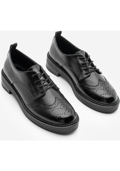 Kadın Bağcıklı Maskülen Çift Yüzlü Günlük Oxford Ayakkabı Sindo Siyah indirimleri
