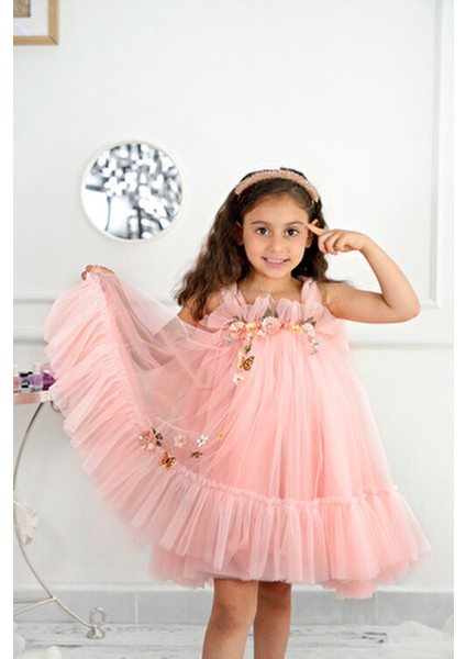 Omuzdan Fiyonklu,askılı,çiçekli,tül Elbise fırsatları