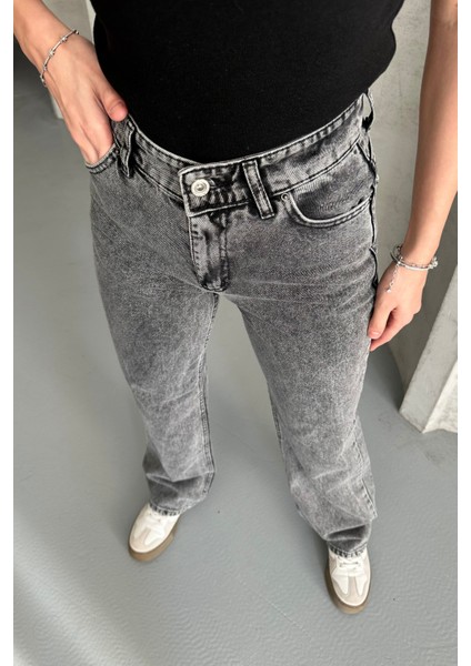 Kadın Yüksek Bel Jean Kot Palazzo Pantolon Füme / 25 fırsatları