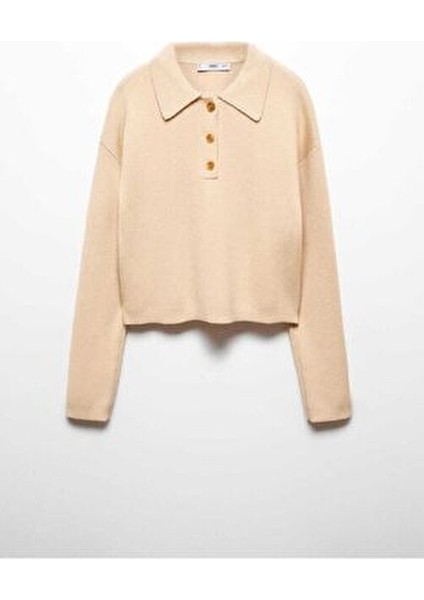 Yakası Düğmeli Örgü Kazak modelleri